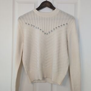 Rebecca Minkoff Chic Cream Sweater with Silver Accents